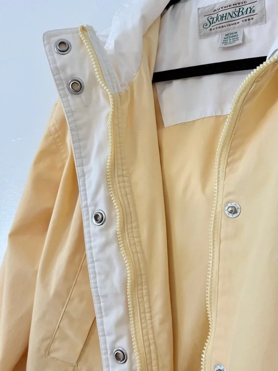 Vintage 90’s Butter Yellow St.John's Bay Hooded Anorak Utility Jacket Womens M - Picture 7 of 14